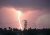 raio causa explosão em rede de distribuição de energia