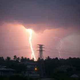 raio causa explosão em rede de distribuição de energia